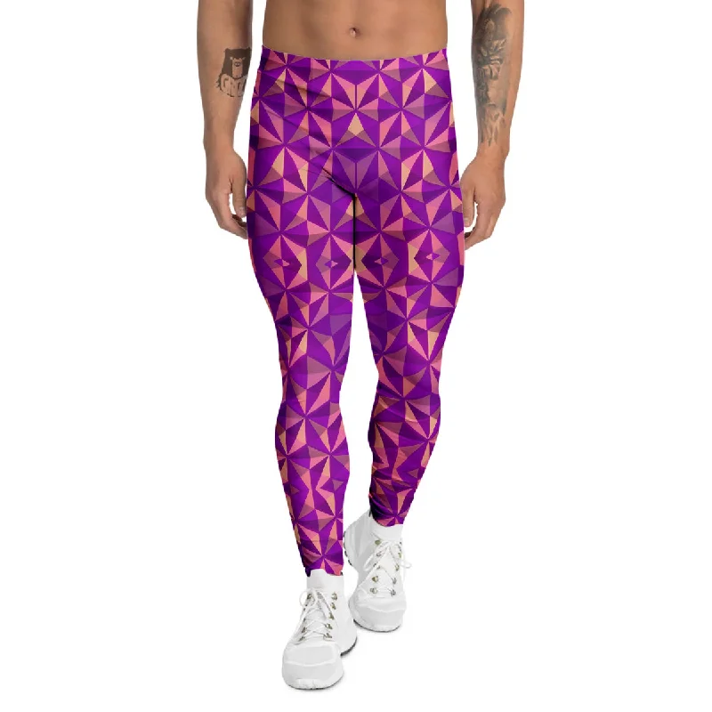 Don't Wait Purple Hexagonal Shape Print Pattern Men's Leggings