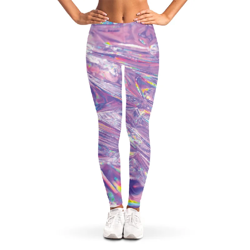 Now or Never Purple Holographic Print Women's Leggings