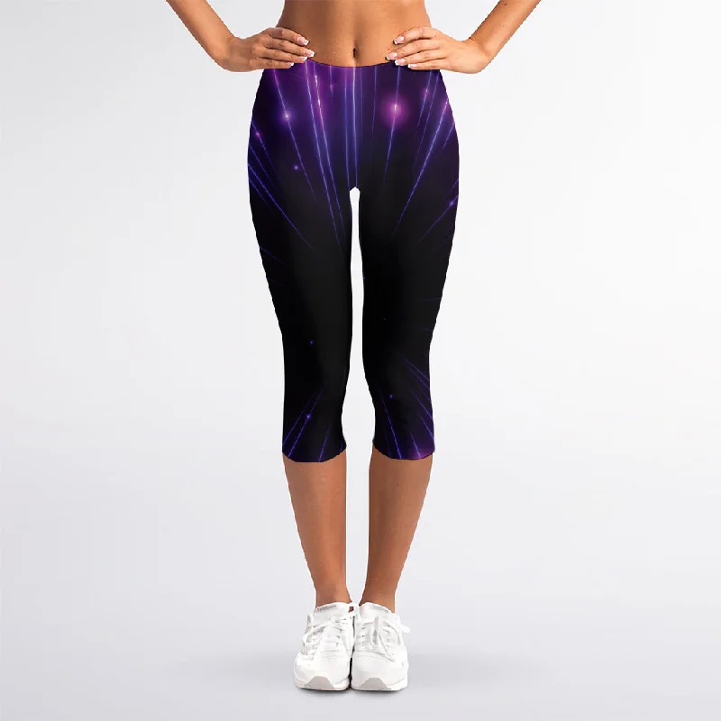 Bargain Blast Purple Hyperspace Print Women's Capri Leggings
