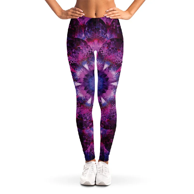 Discount Extravaganza Purple Mandala Flower Print Women's Leggings