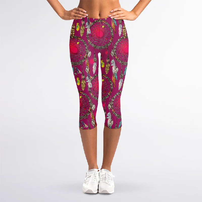 Today’s Special Purple Native Dream Catcher Print Women's Capri Leggings