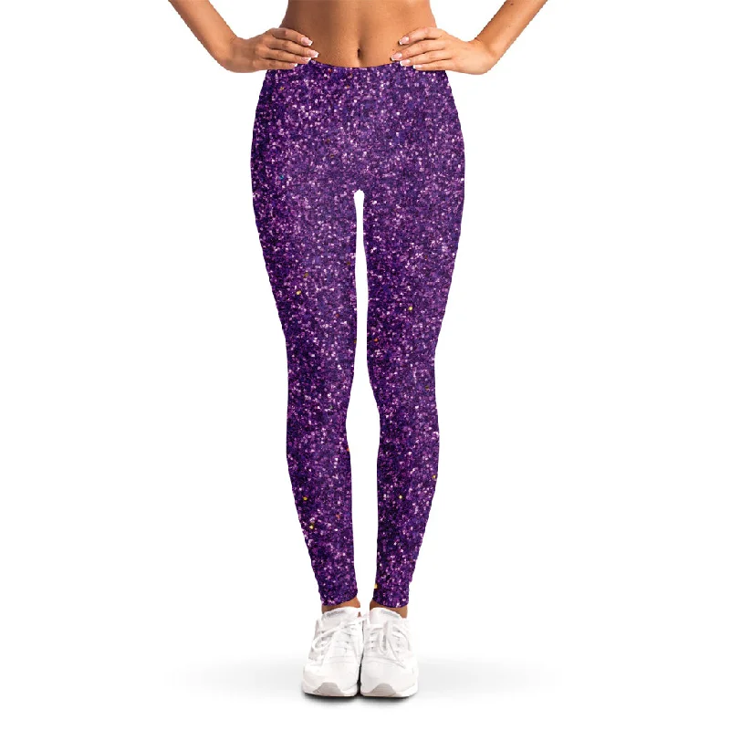 Big Savings Purple (NOT Real) Glitter Print Women's Leggings