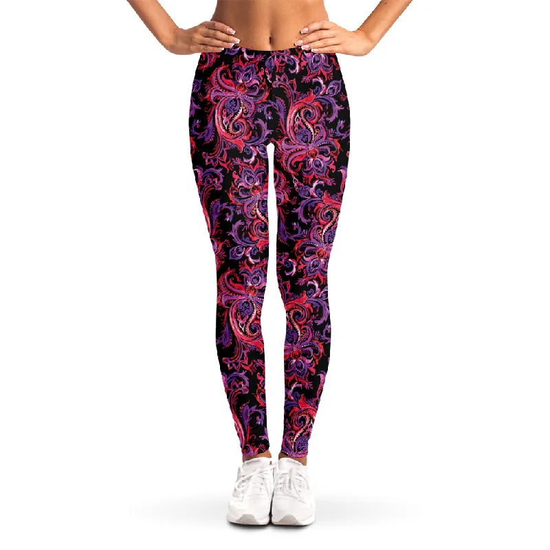 Price Fest Purple Paisley Pattern Print Women's Leggings