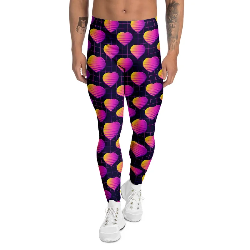 Today's Special Purple Retro Heart Print Pattern Men's Leggings