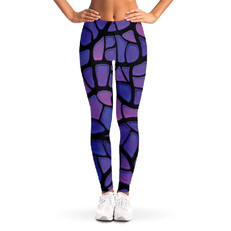 Limited Edition Purple Stained Glass Mosaic Print Women's Leggings