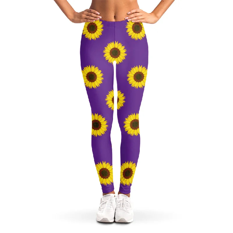 Get It Before It’s Gone Purple Sunflower Pattern Print Women's Leggings