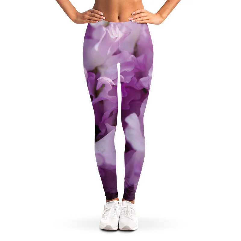 Super Savings Purple Sweet Pea Print Women's Leggings