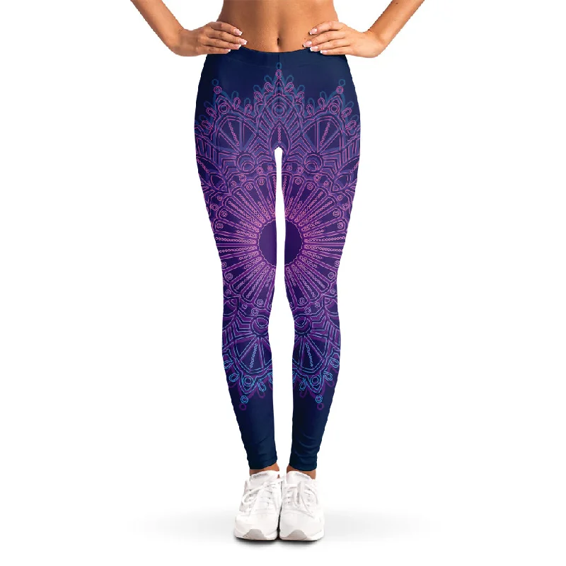 Special Savings Purple Trippy Mandala Print Women's Leggings