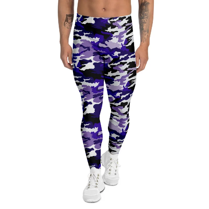 Great Bargains Purple White Abstract Camouflage Print Men's Leggings