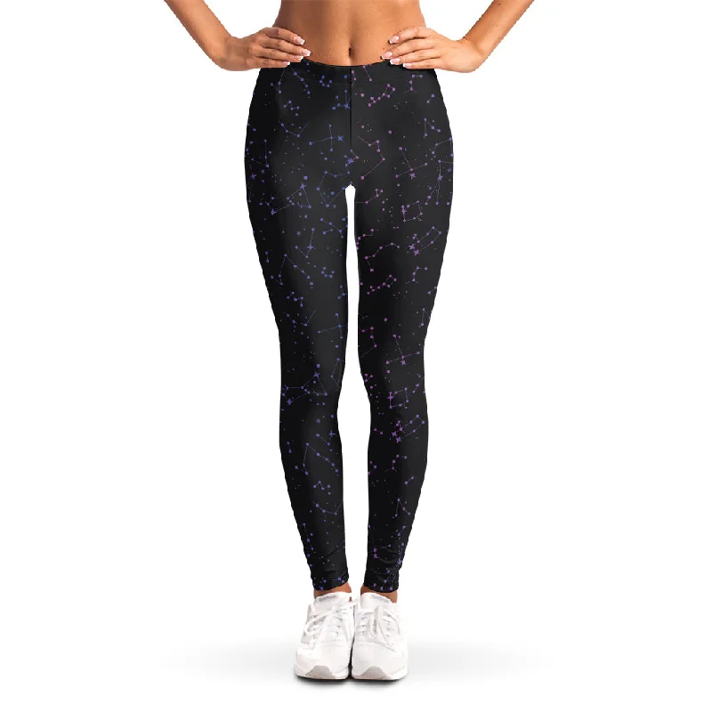 Today’s Deal Purple Zodiac Stars Pattern Print Women's Leggings
