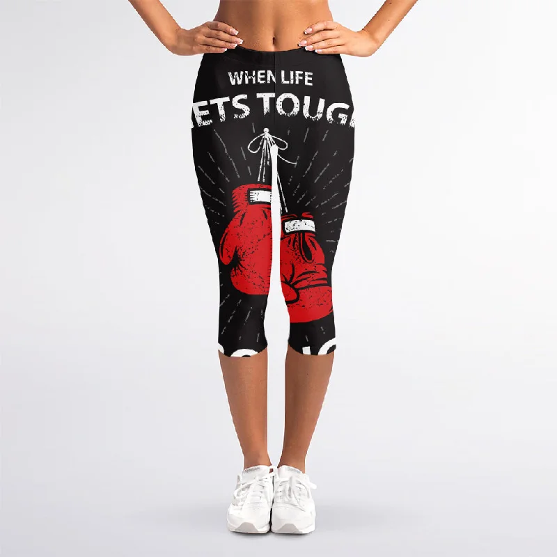 Price Cut Put On Your Boxing Gloves Print Women's Capri Leggings