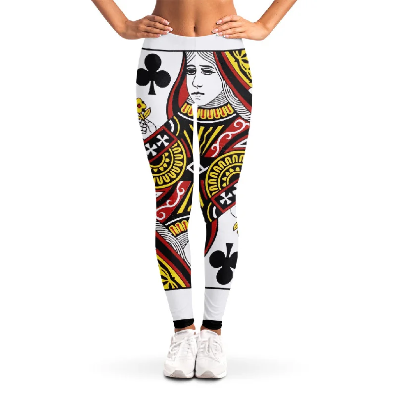 Year-End Clearance Queen Of Clubs Playing Card Print Women's Leggings