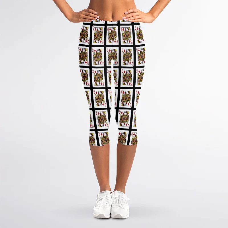 Final Markdown Queen Of Diamonds Pattern Print Women's Capri Leggings