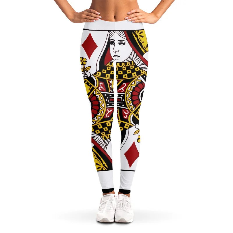 Special Price Queen Of Diamonds Playing Card Print Women's Leggings