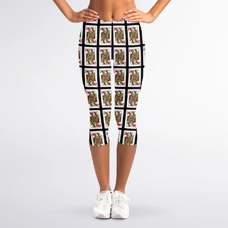 Epic Deals Queen Of Hearts Pattern Print Women's Capri Leggings