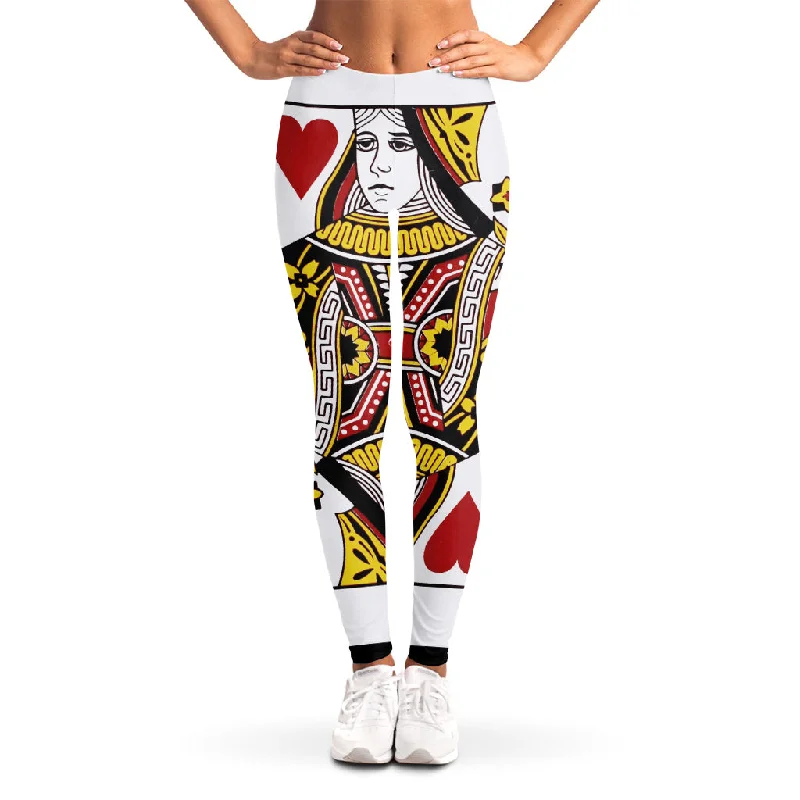 Take Advantage Queen Of Hearts Playing Card Print Women's Leggings