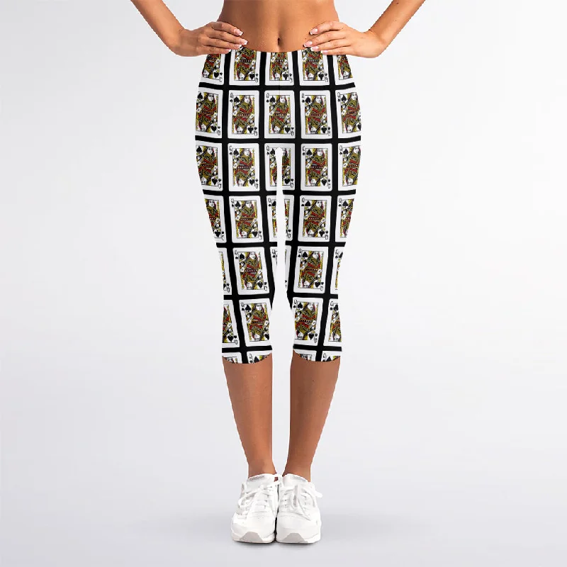 Amazing Deals Queen Of Spades Pattern Print Women's Capri Leggings