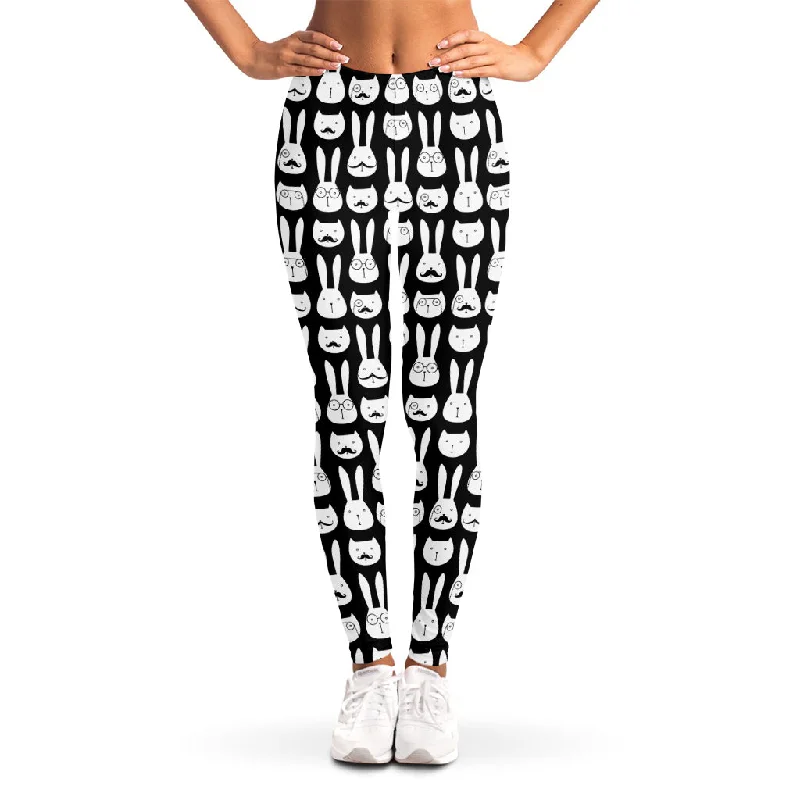 New Deals Rabbit And Cat Pattern Print Women's Leggings