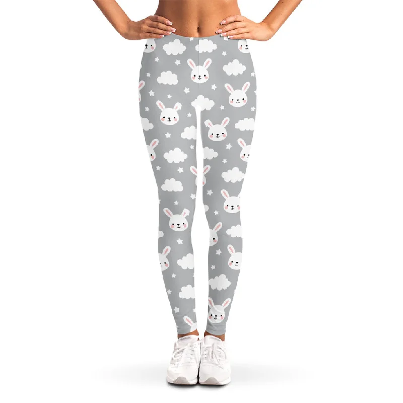 Massive Deals Rabbit And Cloud Pattern Print Women's Leggings