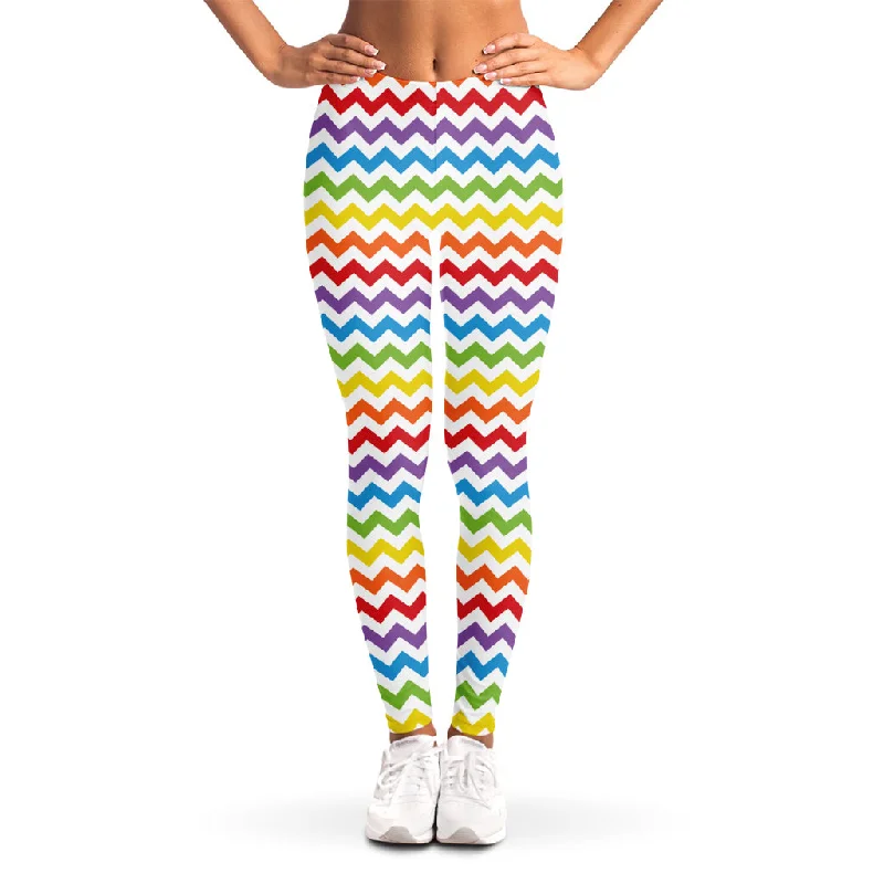 Instant Discount Rainbow Chevron Pattern Print Women's Leggings