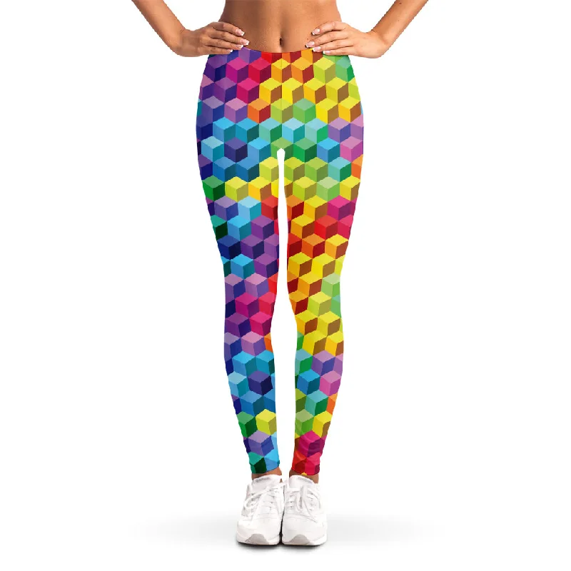 Great Deals Rainbow Cubes Pattern Print Women's Leggings
