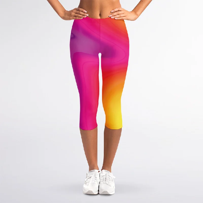 YEAR-End Clearance Rainbow Flow Print Women's Capri Leggings