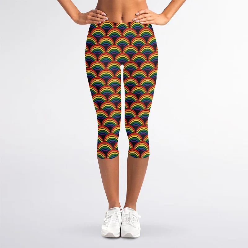 Sale Event Rainbow Gay Pride Pattern Print Women's Capri Leggings
