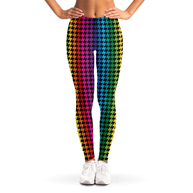 Can't Miss Rainbow Gay Pride Zigzag Pattern Print Women's Leggings