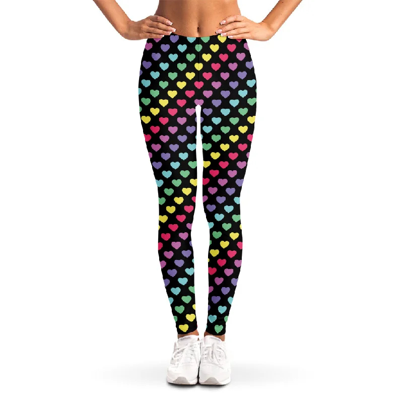 Price Drop Rainbow Heart Pattern Print Women's Leggings