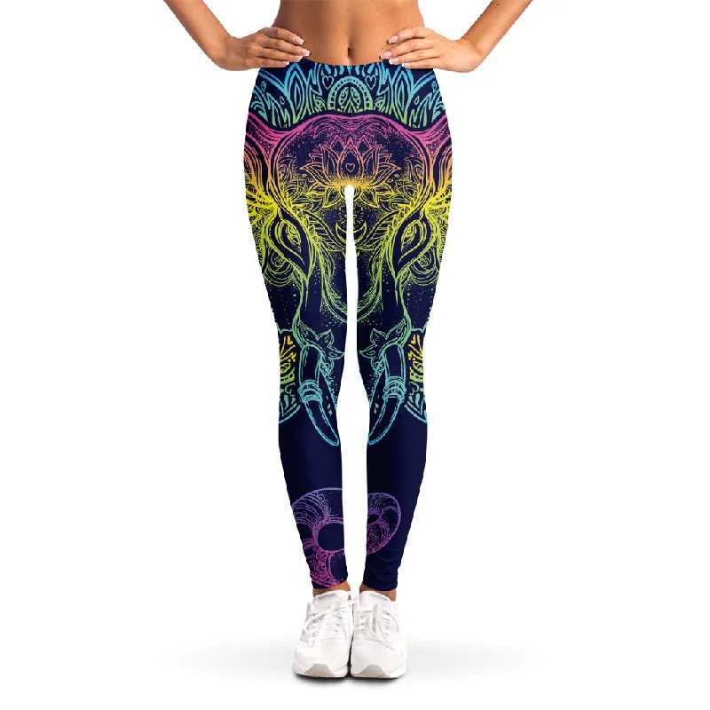 Incredible Offers Rainbow Indian Elephant Print Women's Leggings