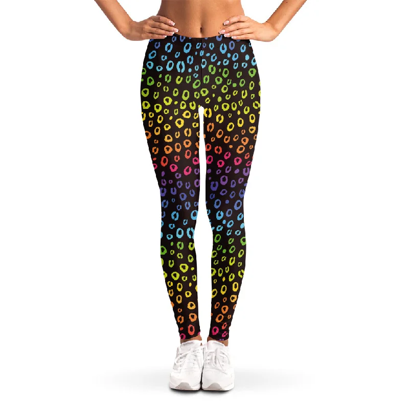 Crazy Savings Rainbow Leopard Pattern Print Women's Leggings