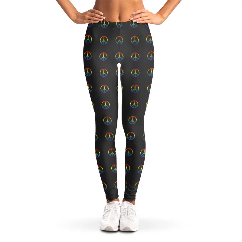Deal of the Week Rainbow LGBT Peace Sign Pattern Print Women's Leggings