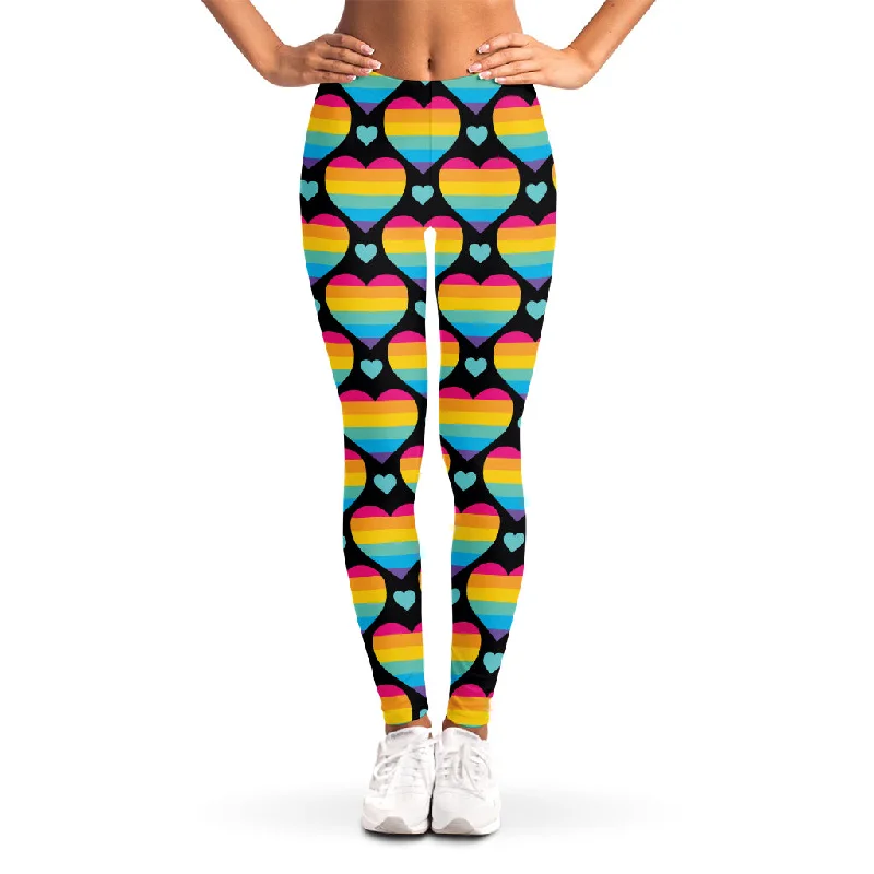 Stock Clearance Rainbow LGBT Pride Heart Pattern Print Women's Leggings