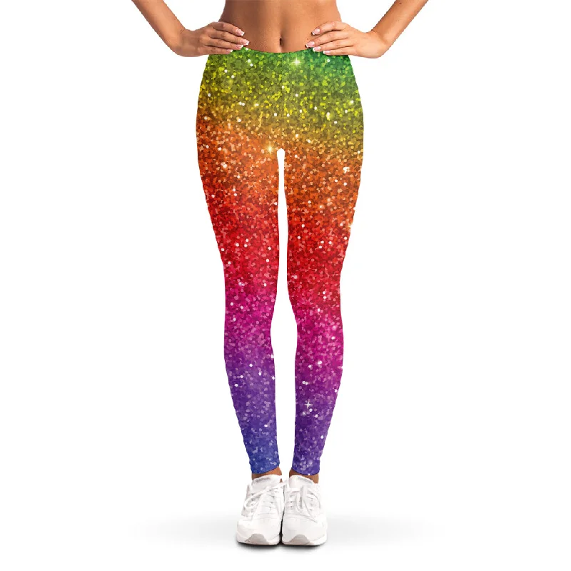Must-Have Deals Rainbow (NOT Real) Glitter Artwork Print Women's Leggings