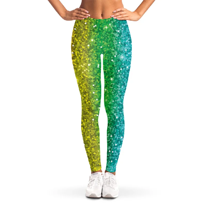 Act Fast Rainbow (NOT Real) Glitter Print Women's Leggings