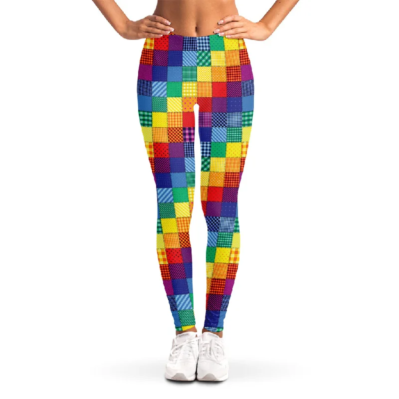 The Best Prices Rainbow Patchwork Pattern Print Women's Leggings