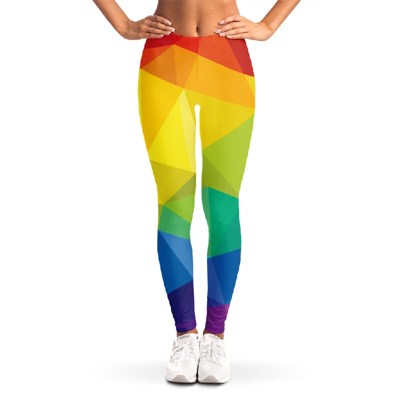 Savings Galore Rainbow Polygonal Geometric Print Women's Leggings