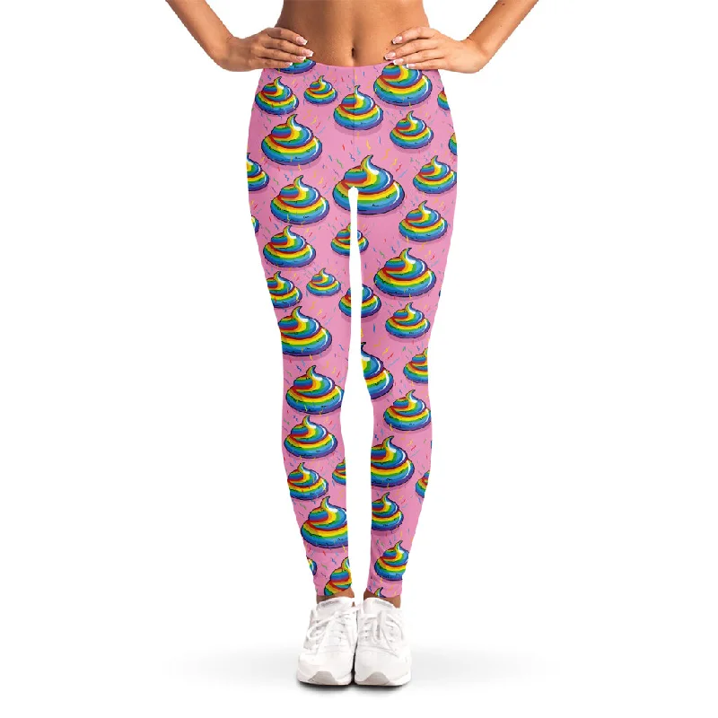 Price Reduction Rainbow Poop Pattern Print Women's Leggings