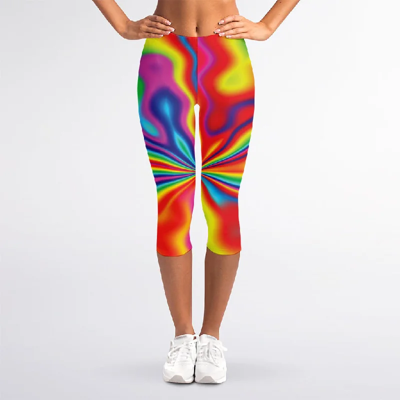 Bargain Bin Rainbow Psychedelic Print Women's Capri Leggings