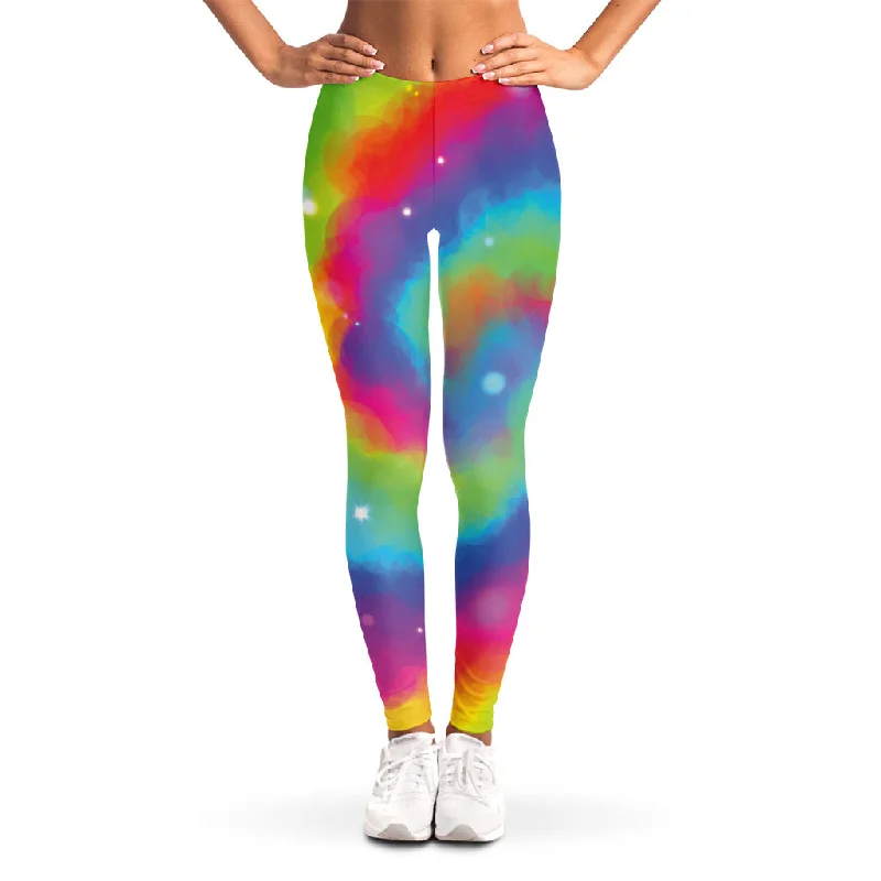 Limited Availability Rainbow Spiral Tie Dye Print Women's Leggings