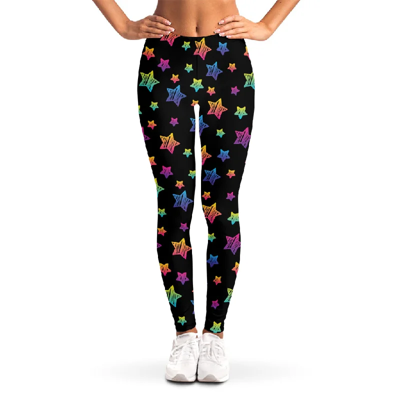 Early Access Rainbow Stars Pattern Print Women's Leggings
