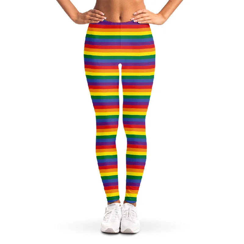 Discount Deals Rainbow Stripe Print Women's Leggings