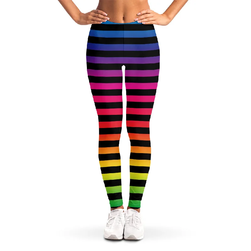 Bargain Prices Rainbow Striped Pattern Print Women's Leggings
