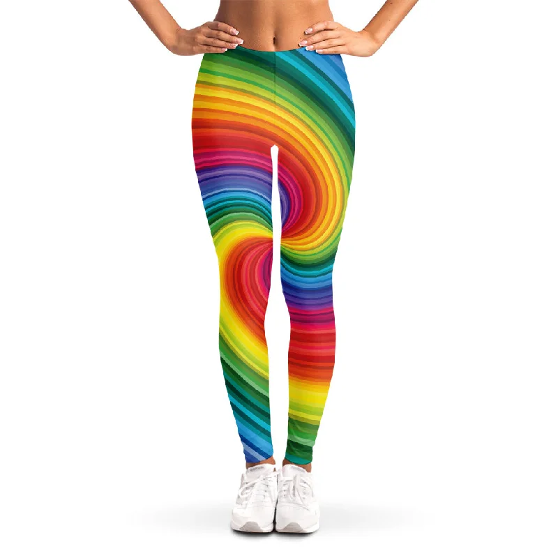 Can't Miss Rainbow Swirl Print Women's Leggings