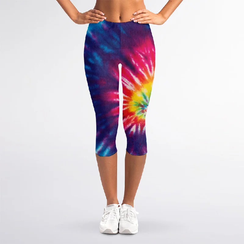 Today’s Special Rainbow Tie Dye Print Women's Capri Leggings