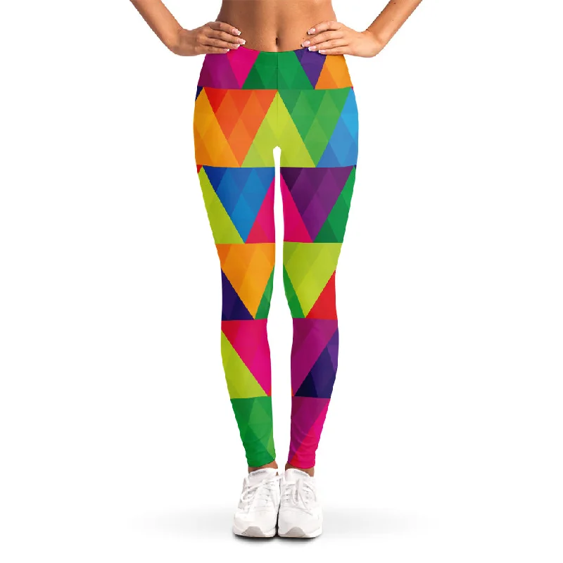 Closeout Sale Rainbow Triangles Pattern Print Women's Leggings