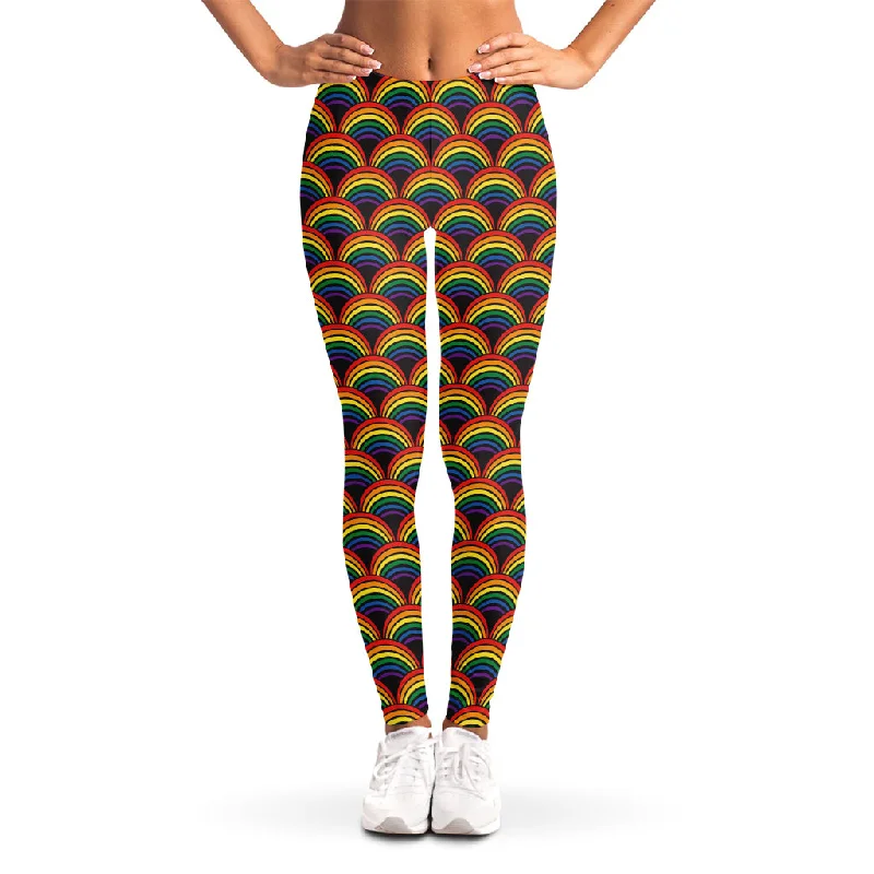 Savings Alert Rainbow Wave Pattern Print Women's Leggings