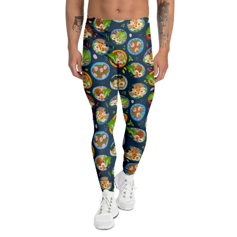 Stock Clearance Ramen Udon Noodles In Bowl Print Pattern Men's Leggings