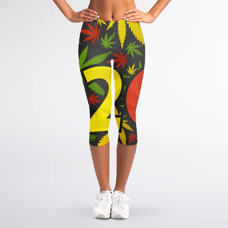 Don’t Miss Out Rasta 420 Print Women's Capri Leggings