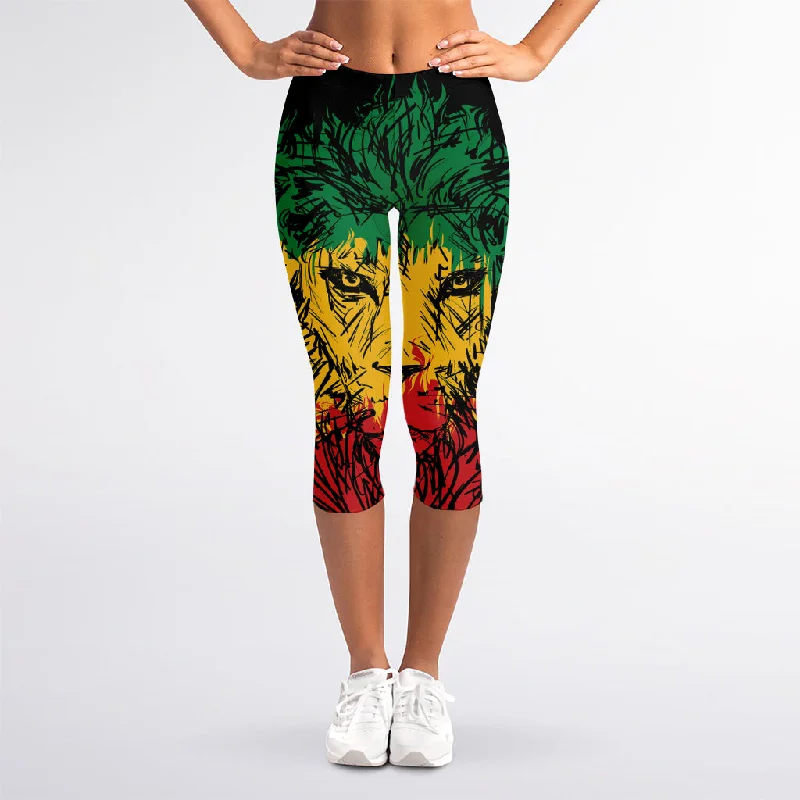 Mega Sale Rasta Lion Print Women's Capri Leggings